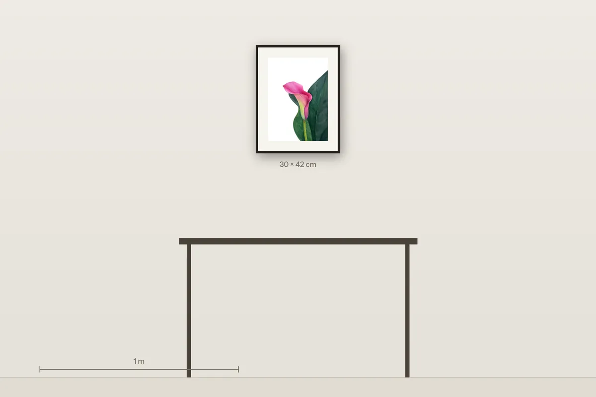 Blush in Bloom shown to scale above a 120 cm console